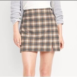 Old Navy NWT preppy mini pencil skirt plaid dark minimalist brown academia large